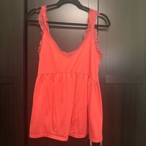 Elegant Coral Lace Trim Camisole​